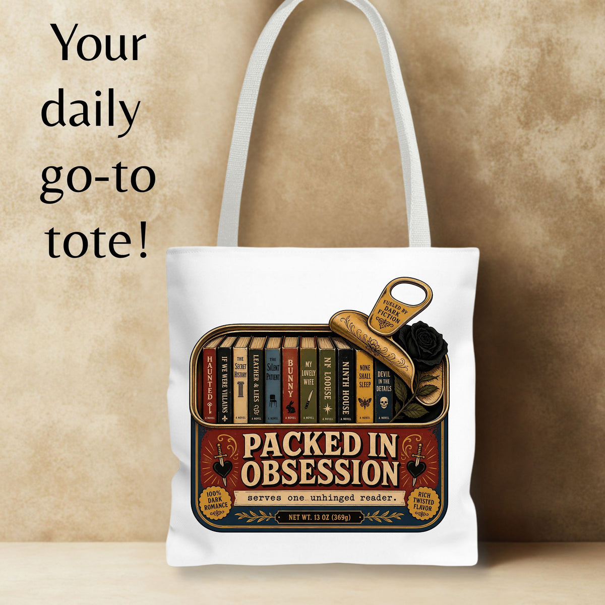 Packed in Obsession Tote Bag, Dark Romance Book Lover Tote, Funny Reader Gift, BookTok Bag, Romance Bookish Tote