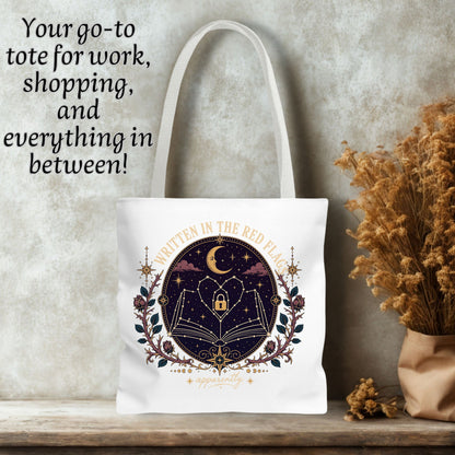 Written in the Red Flags Tote Bag, Dark Romance Book Lover Tote, Celestial Reader Gift, Morally Grey Bookish Bag, BookTok Tote