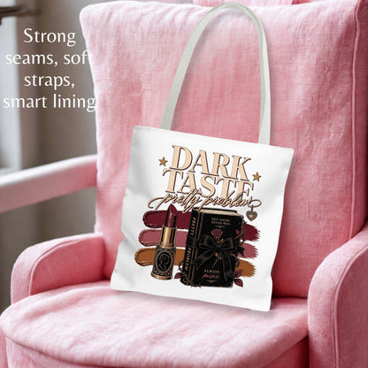 Dark Taste Pretty Problem Tote Bag, Dark Romance Book Lover Tote, Coquette Reader Gift, BookTok Bag, Gothic Bookish Tote