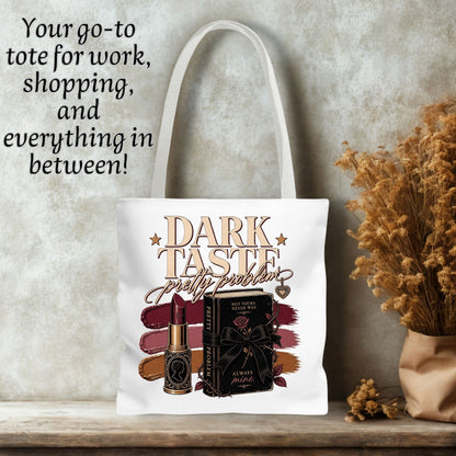 Dark Taste Pretty Problem Tote Bag, Dark Romance Book Lover Tote, Coquette Reader Gift, BookTok Bag, Gothic Bookish Tote