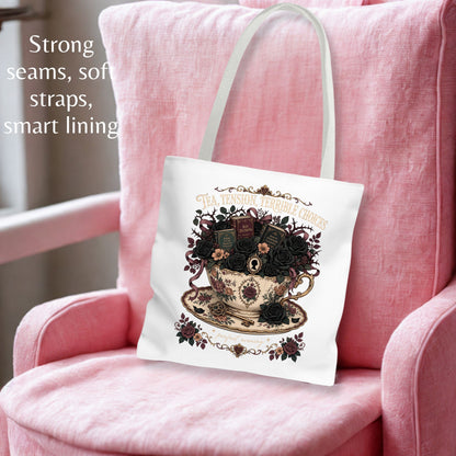 Tea Tension Terrible Choices Tote Bag, Dark Romance Book Lover Tote, Gothic Reader Gift, BookTok Bag, Dark Academia Bookish Tote