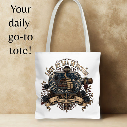 Lost at Sea in Fiction Tote Bag, Dark Romance Book Lover Tote, Nautical Reader Gift, Gothic Bookish Bag, BookTok Romance Tote