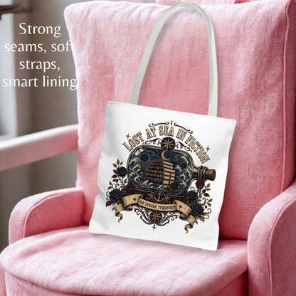 Lost at Sea in Fiction Tote Bag, Dark Romance Book Lover Tote, Nautical Reader Gift, Gothic Bookish Bag, BookTok Romance Tote