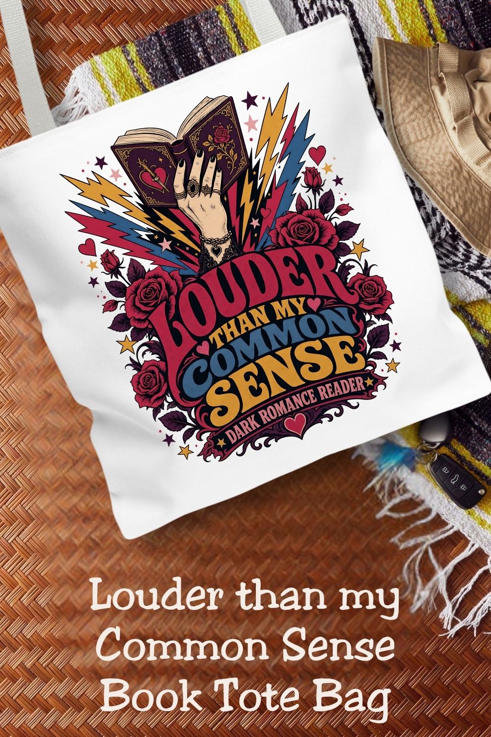 Louder Than My Common Sense Tote Bag, Dark Romance Book Lover Tote, Funny BookTok Reader Gift, Romance Reader Bag, Bookish Tote