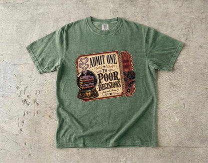 Admit One to Poor Decisions Shirt, Dark Romance Reader Shirt, Funny Book Lover Tee, BookTok Shirt, Fictional Men Romance Gif