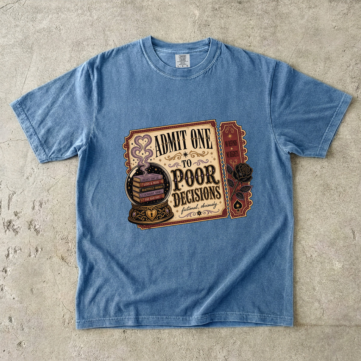 Admit One to Poor Decisions Shirt, Dark Romance Reader Shirt, Funny Book Lover Tee, BookTok Shirt, Fictional Men Romance Gif