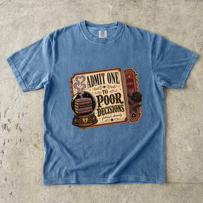 Admit One to Poor Decisions Shirt, Dark Romance Reader Shirt, Funny Book Lover Tee, BookTok Shirt, Fictional Men Romance Gif