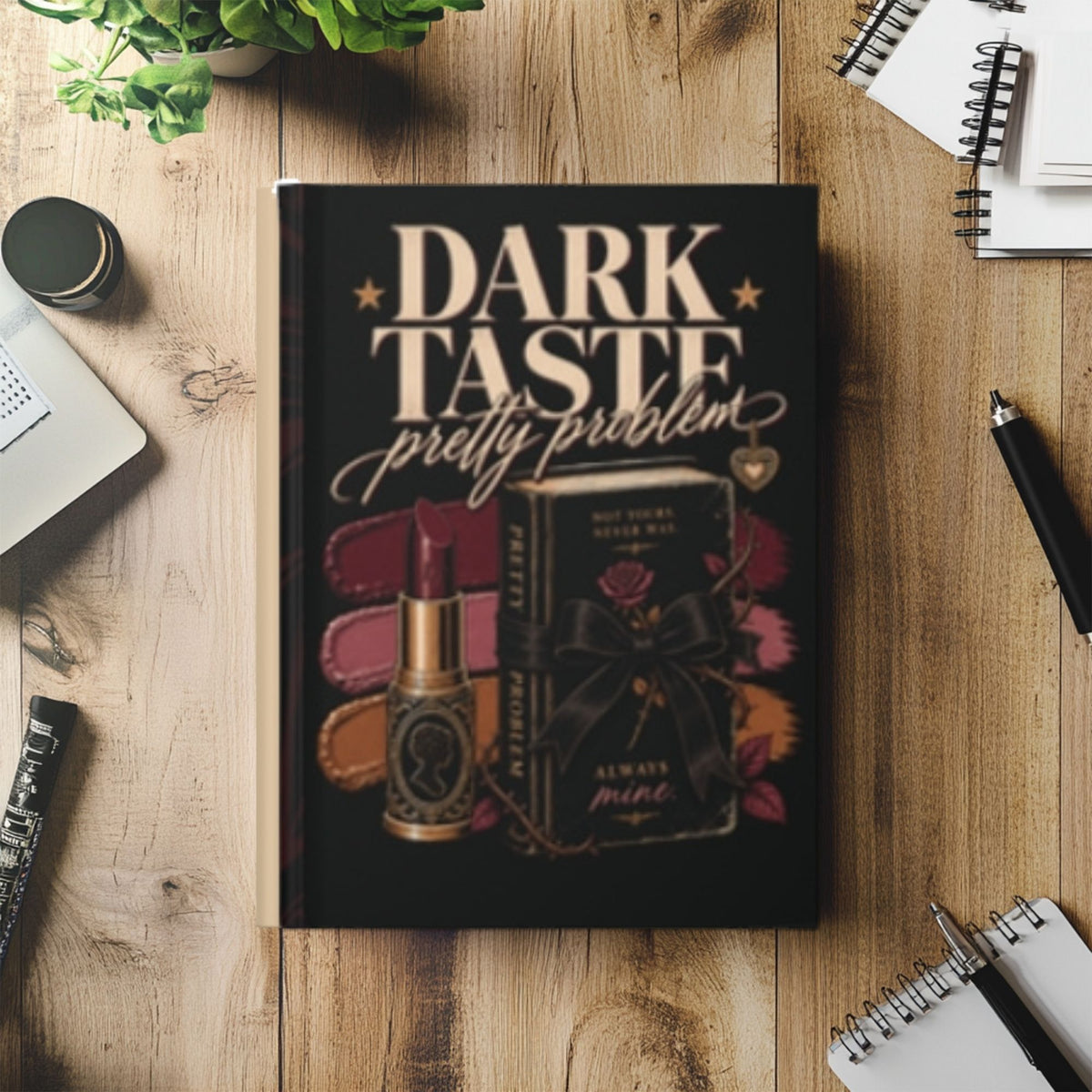 Dark Taste Pretty Problem Journal, Dark Romance Hardcover Notebook, Gothic Book Lover Gift, Celestial Lined Journal, Romantasy Gift
