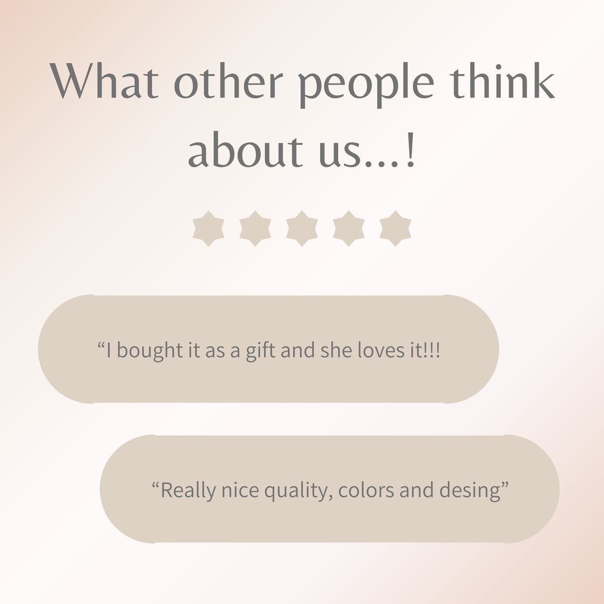 A promotional graphic with the headline 'What other people think about us.
