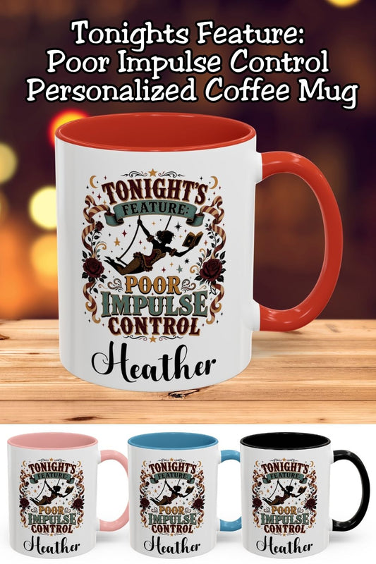Tonight’s feature: poor impulse control and one more chapter. This funny book lover mug pairs a reading trapeze performer with vintage circus lettering, burgundy roses, ribbons, moons, and stars. Choose an 11 oz or 15 oz size, both available with red, light blue, black, or pink accents. A playful gift for romance readers, book club friends, and anyone who can’t resist another bookstore purchase. Save this idea for your next bookish gift.