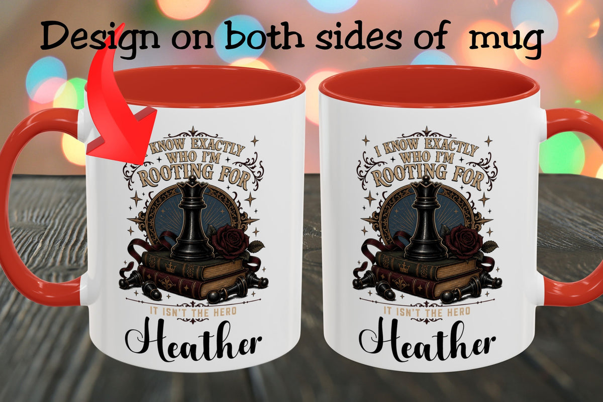 Personalized Villain Lover Mug, I Know Exactly Who I’m Rooting For, Dark Romance Reader Gift, 11 oz and 15 oz, 4 Colors