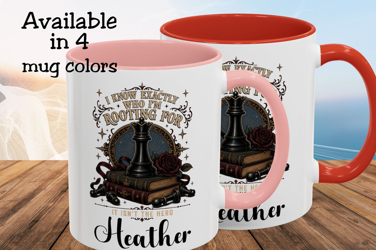 Personalized Villain Lover Mug, I Know Exactly Who I’m Rooting For, Dark Romance Reader Gift, 11 oz and 15 oz, 4 Colors