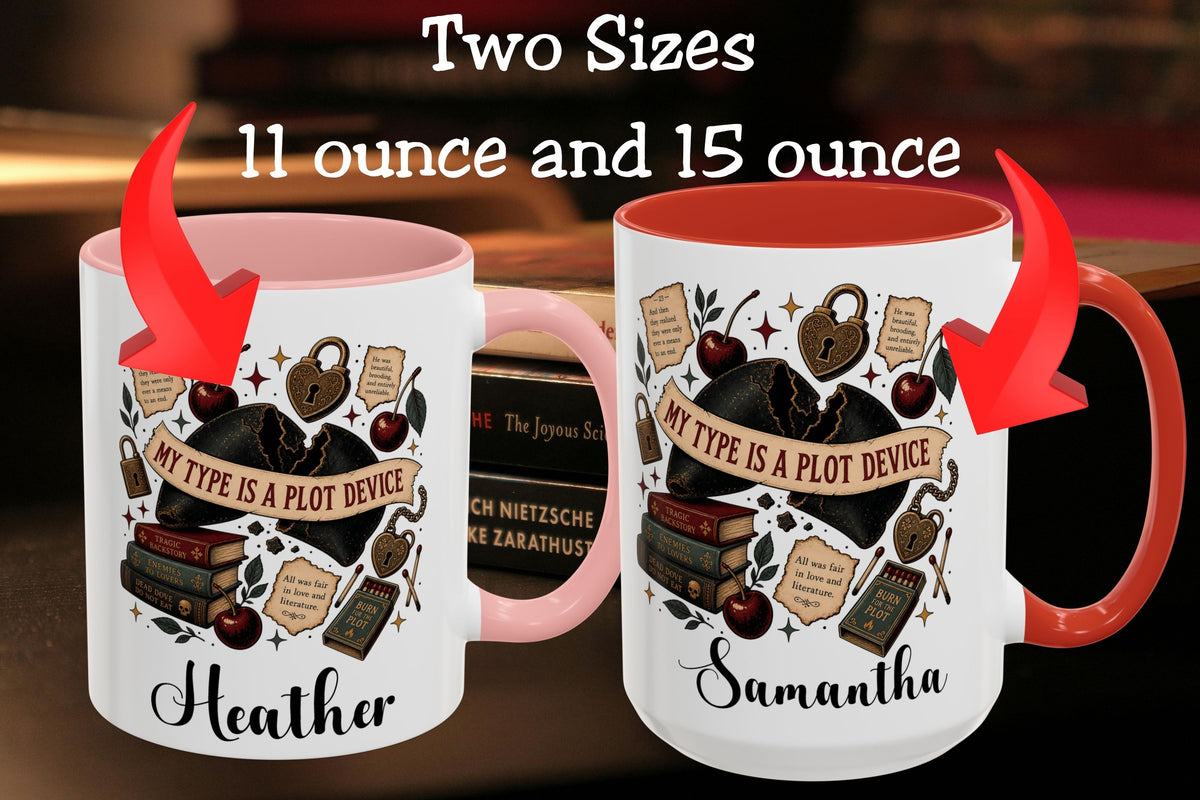 Personalized Dark Romance Mug, Ripe With Bad Intentions, Gothic Books and Roses, Custom Reader Gift, 11 oz and 15 oz, 4 Colors