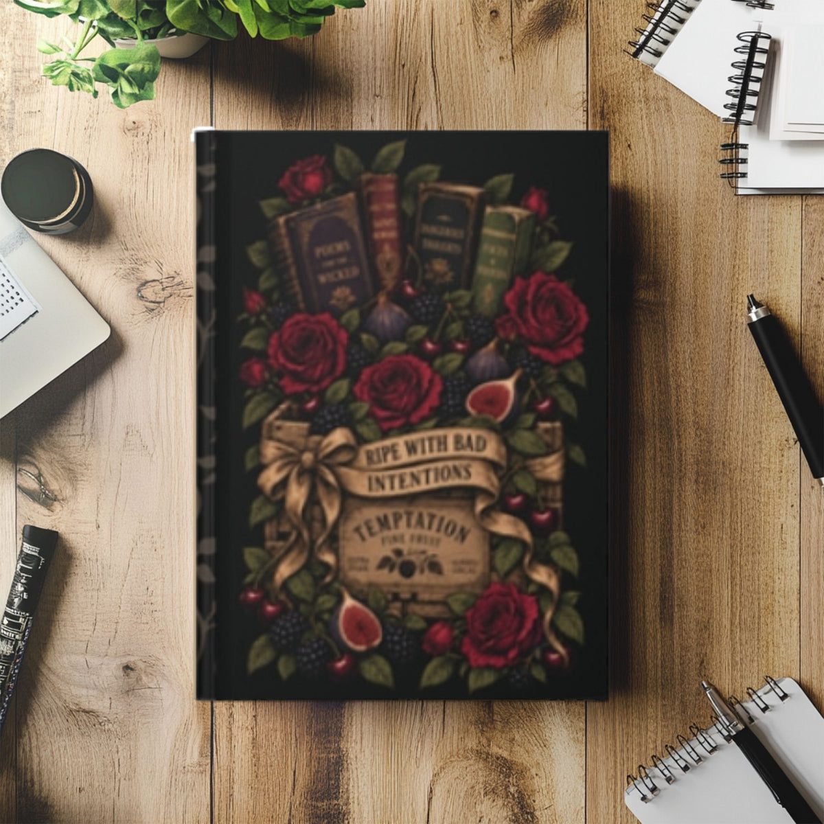 Ripe With Bad Intentions Journal, Dark Academia Hardcover Notebook, Gothic Book Lover Gift, Lined Romance Reader Journal
