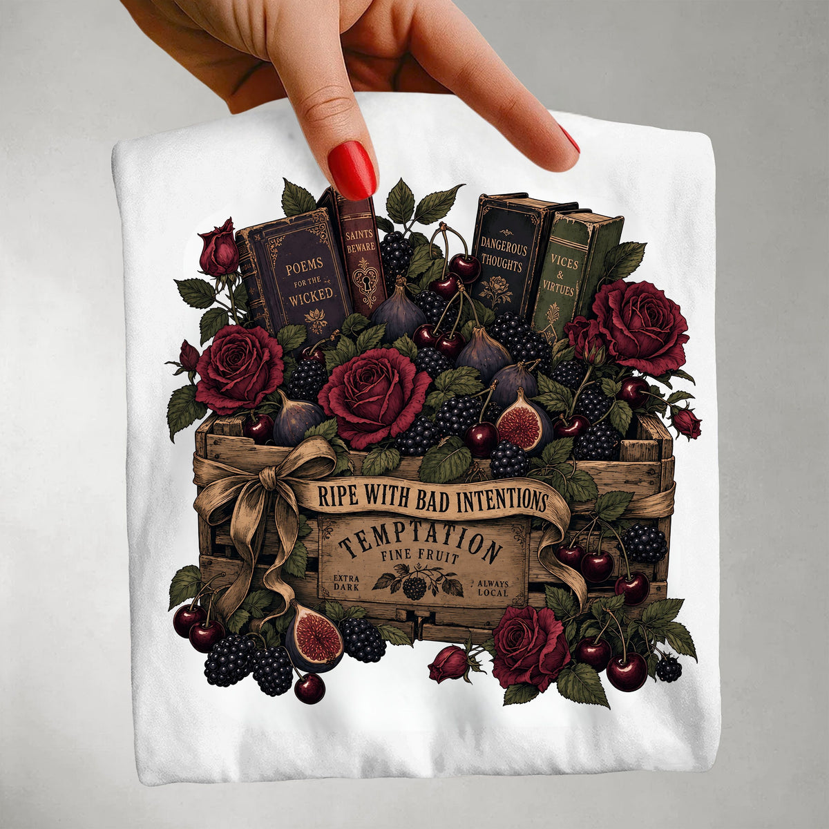 Ripe With Bad Intentions Shirt, Dark Academia Book Lover Tee, Gothic Romance Reader Gift, Comfort Colors Floral Book Shirt