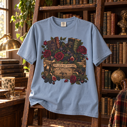 Ripe With Bad Intentions Shirt, Dark Academia Book Lover Tee, Gothic Romance Reader Gift, Comfort Colors Floral Book Shirt