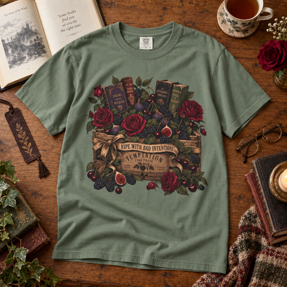 Ripe With Bad Intentions Shirt, Dark Academia Book Lover Tee, Gothic Romance Reader Gift, Comfort Colors Floral Book Shirt