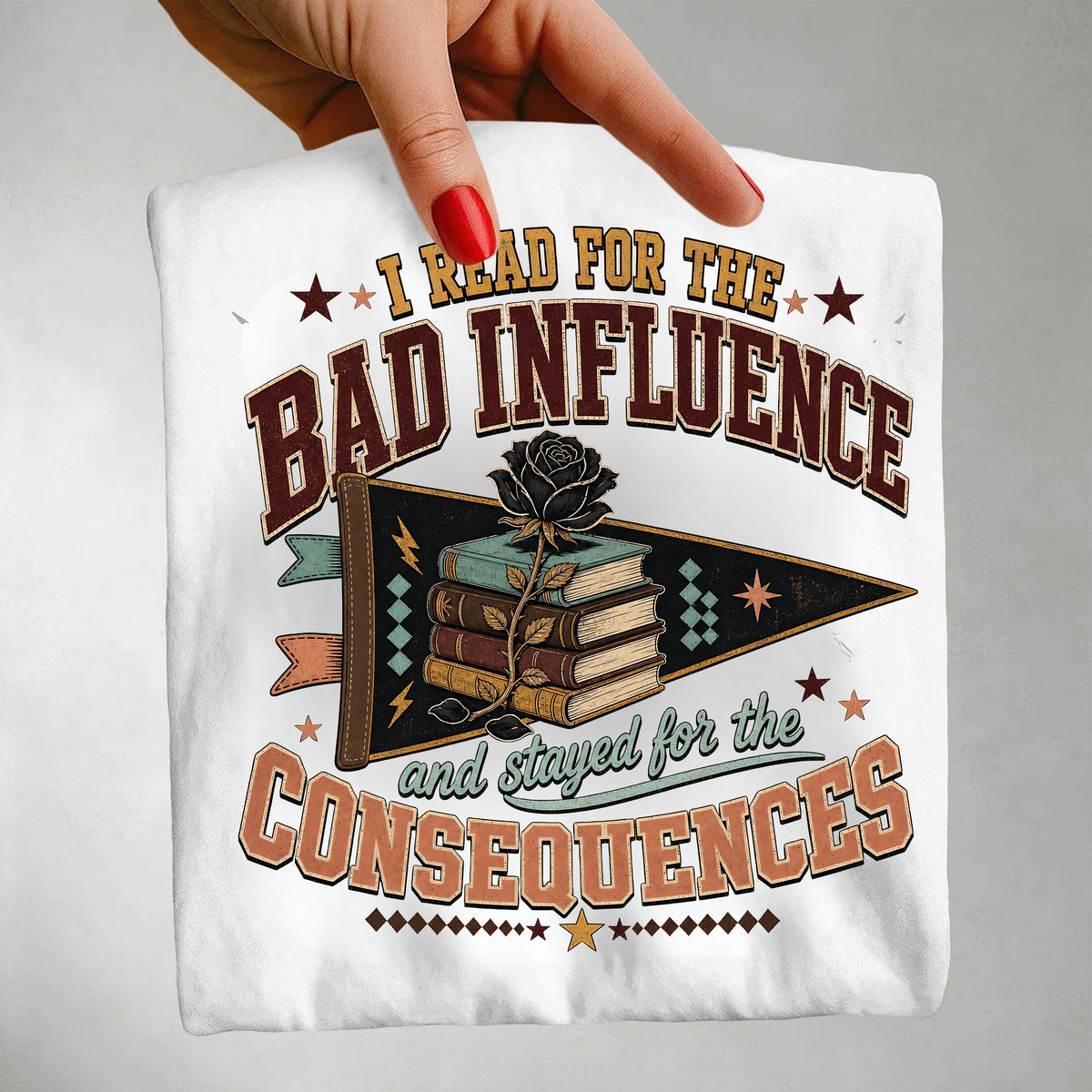 Funny Book Lover Shirt, I Read for the Bad Influence Tee, Romance Reader Gift, Bookish Graphic T Shirt, Reading Club Top