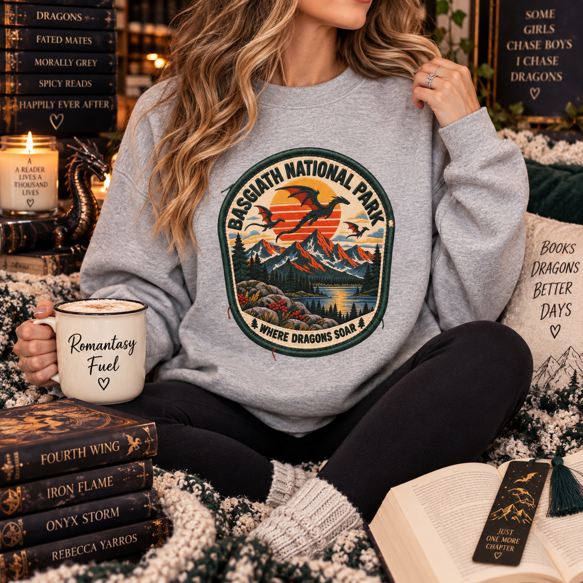 Fourth Wing Sweatshirt, Basgiath War College Sweatshirt, Dragon Rider Romantasy Sweater, Fantasy Book Lover Gift, Bookish Crewneck
