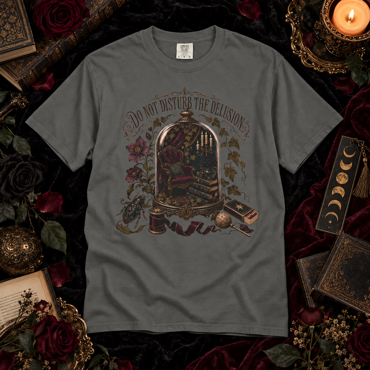 Do Not Disturb the Delusion Shirt, Gothic Book Lover Gift, Dark Romance Reader Tee, Fantasy Reading Graphic T Shirt