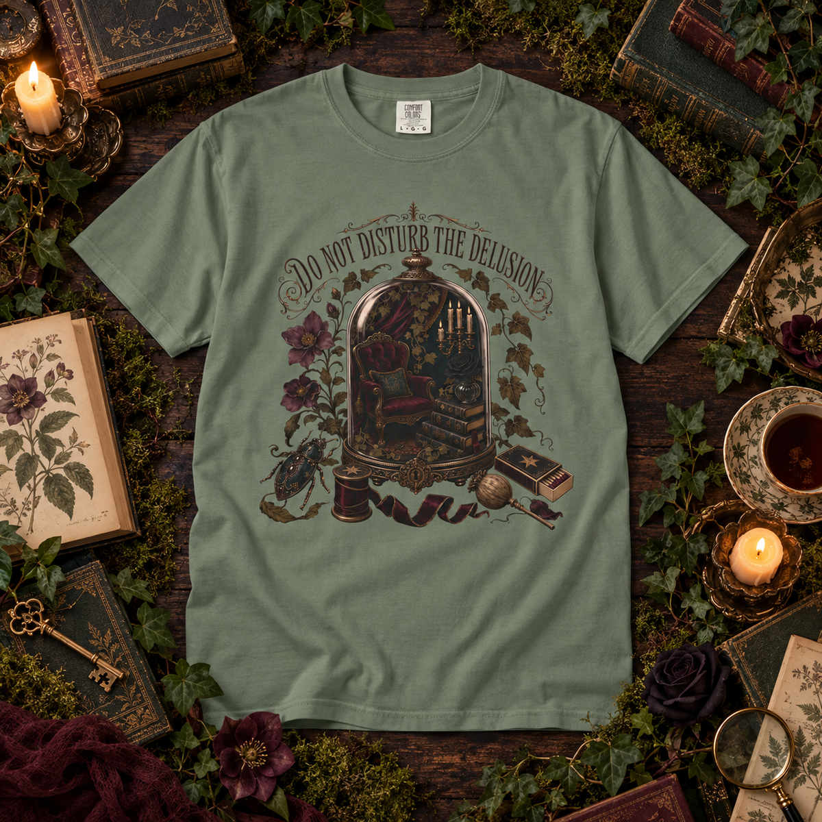 Do Not Disturb the Delusion Shirt, Gothic Book Lover Gift, Dark Romance Reader Tee, Fantasy Reading Graphic T Shirt