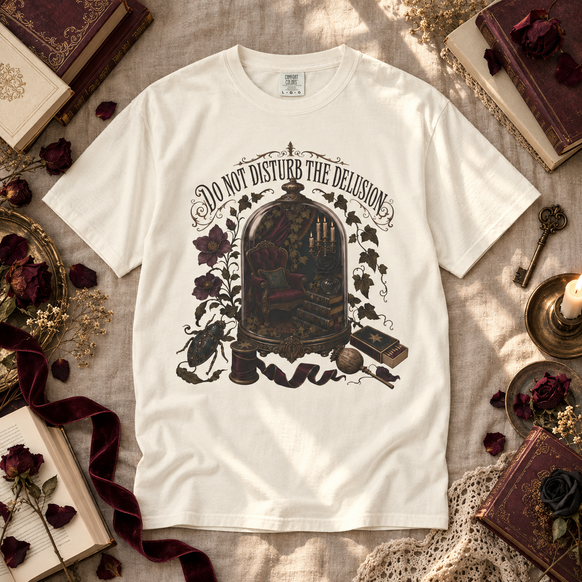 Do Not Disturb the Delusion Shirt, Gothic Book Lover Gift, Dark Romance Reader Tee, Fantasy Reading Graphic T Shirt
