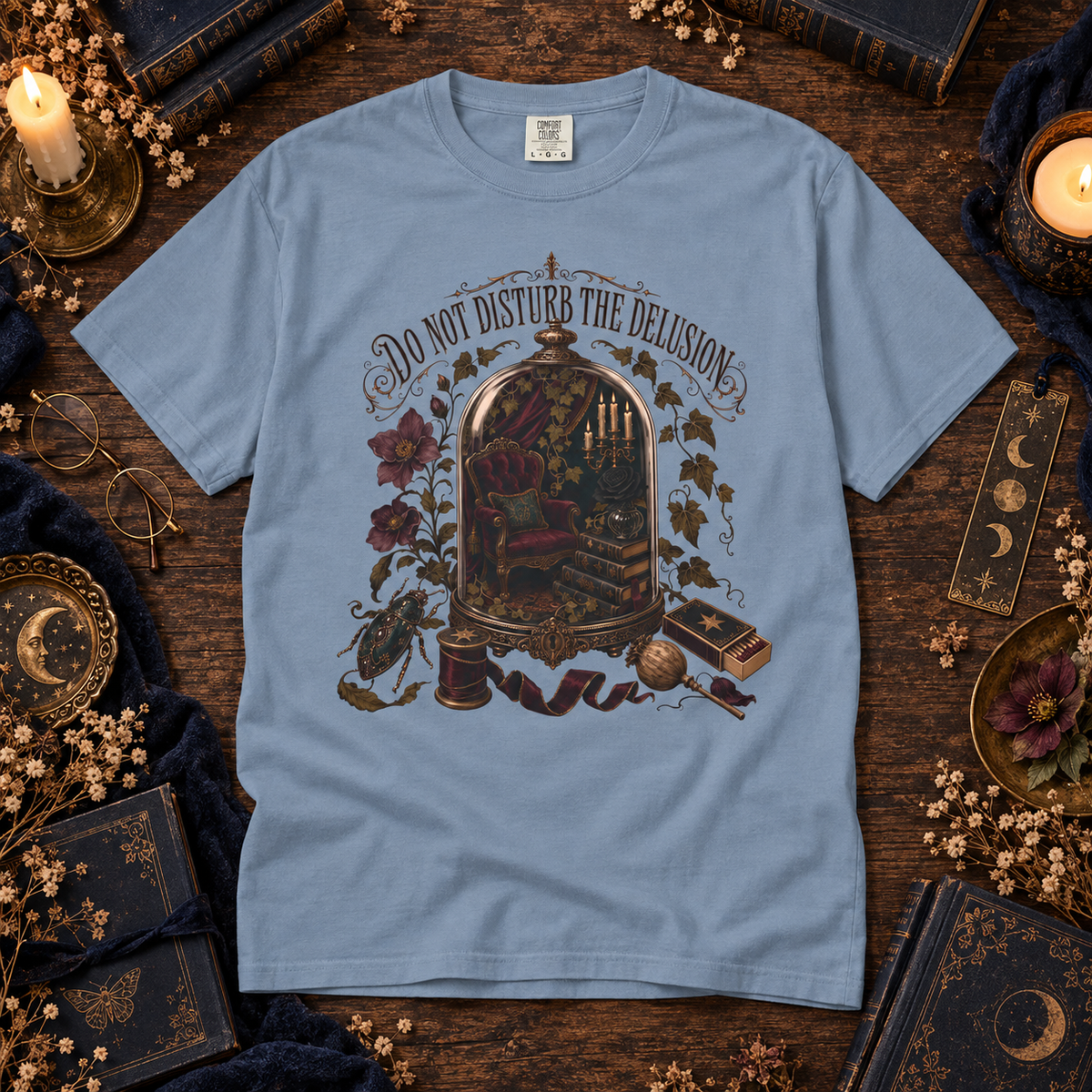Do Not Disturb the Delusion Shirt, Gothic Book Lover Gift, Dark Romance Reader Tee, Fantasy Reading Graphic T Shirt