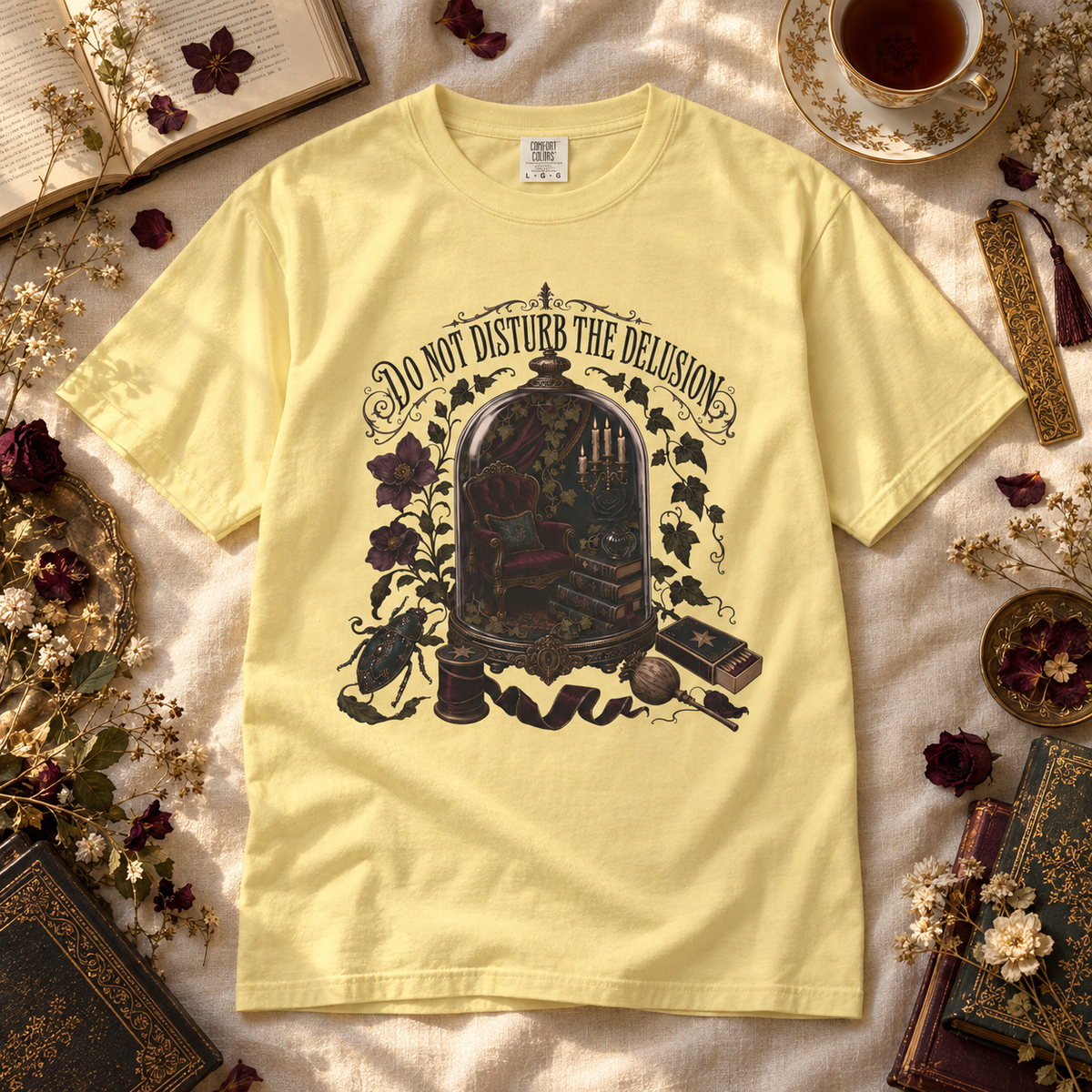 Do Not Disturb the Delusion Shirt, Gothic Book Lover Gift, Dark Romance Reader Tee, Fantasy Reading Graphic T Shirt