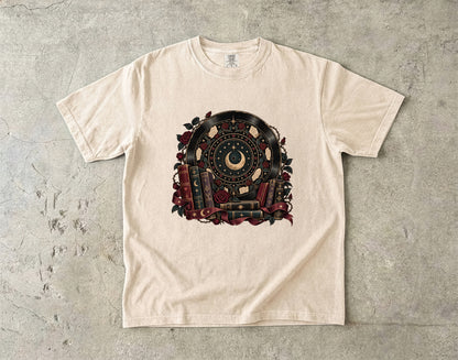 Celestial Book Lover Shirt, Moon and Books Comfort Colors Tee, Gothic Reader Gift, Dark Academia Romance T-Shirt