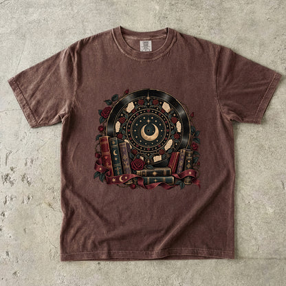 Celestial Book Lover Shirt, Moon and Books Comfort Colors Tee, Gothic Reader Gift, Dark Academia Romance T-Shirt