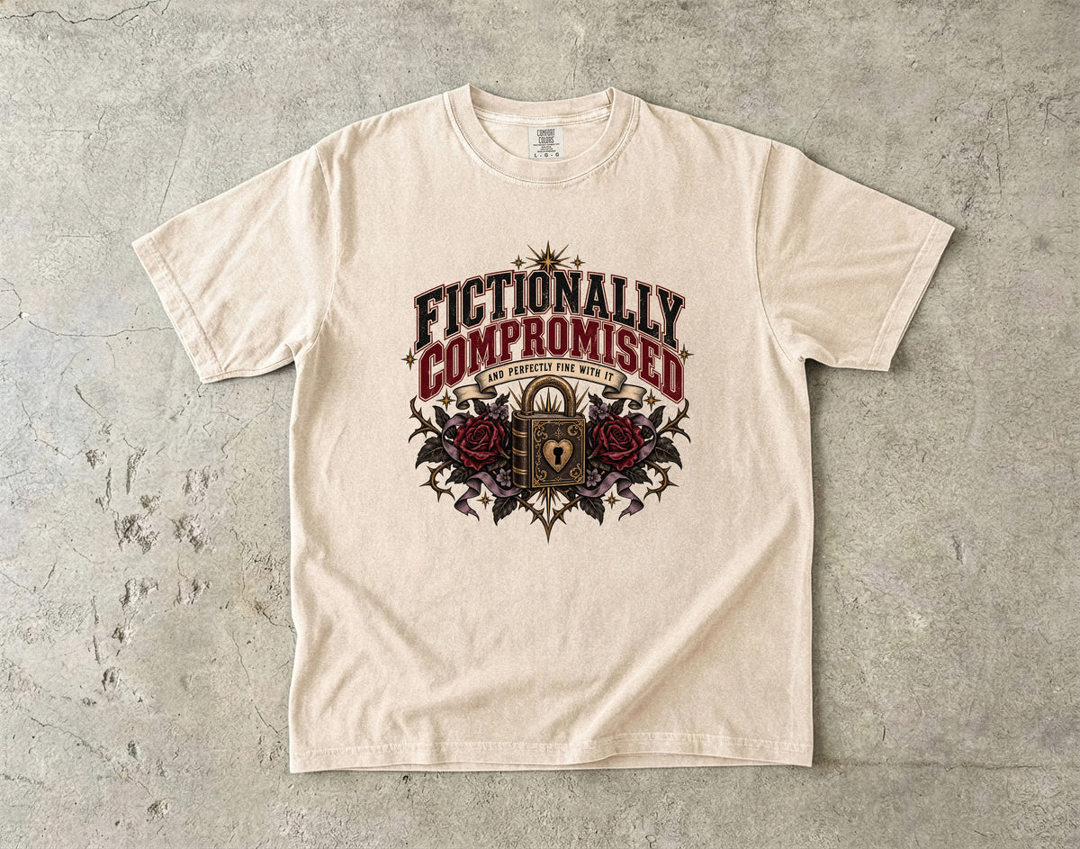 Fictionally Compromised Shirt, Funny Romance Reader Gift, Gothic Book Lover Comfort Colors Tee, Book Club T-Shirt