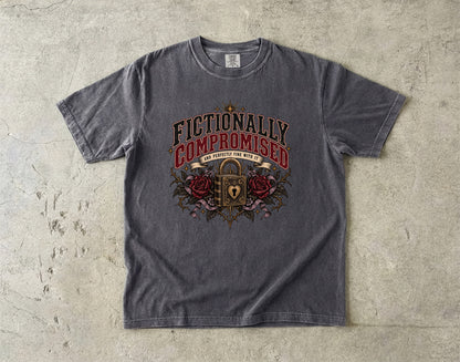 Fictionally Compromised Shirt, Funny Romance Reader Gift, Gothic Book Lover Comfort Colors Tee, Book Club T-Shirt