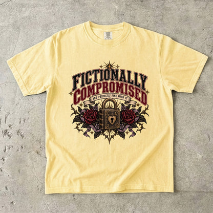 Fictionally Compromised Shirt, Funny Romance Reader Gift, Gothic Book Lover Comfort Colors Tee, Book Club T-Shirt