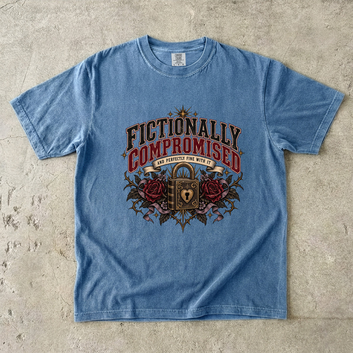 Fictionally Compromised Shirt, Funny Romance Reader Gift, Gothic Book Lover Comfort Colors Tee, Book Club T-Shirt