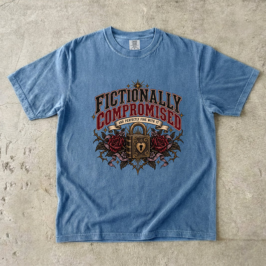 Fictionally Compromised Shirt, Funny Romance Reader Gift, Gothic Book Lover Comfort Colors Tee, Book Club T-Shirt