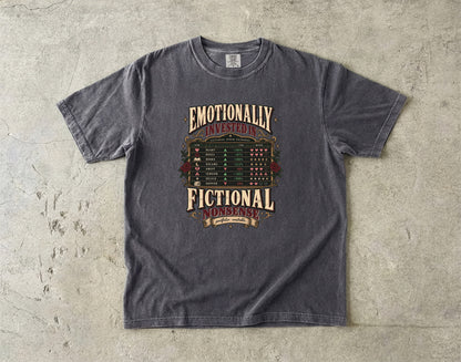 Emotionally Invested Shirt, Funny Book Lover Tee, Fictional Nonsense Reader Gift, Book Tracker Shirt, Comfort Colors Bookish Tee