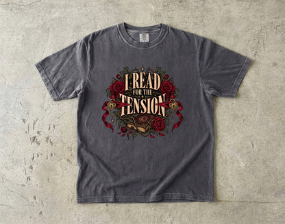 I Read for the Tension Shirt, Romance Reader Tee, Slow Burn Book Lover Gift, Romantasy Comfort Colors Bookish T Shirt