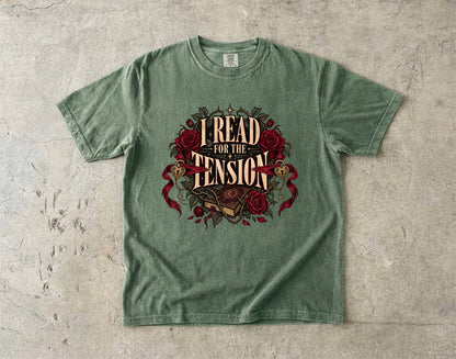 I Read for the Tension Shirt, Romance Reader Tee, Slow Burn Book Lover Gift, Romantasy Comfort Colors Bookish T Shirt