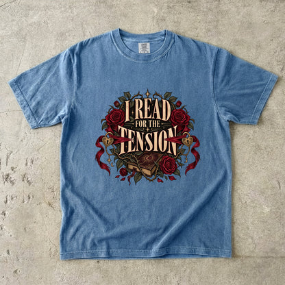 I Read for the Tension Shirt, Romance Reader Tee, Slow Burn Book Lover Gift, Romantasy Comfort Colors Bookish T Shirt