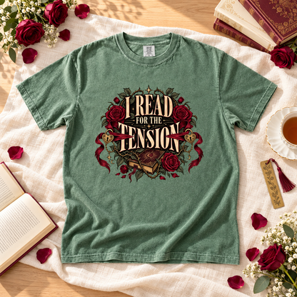 I Read for the Tension Shirt, Romance Reader Tee, Slow Burn Book Lover Gift, Romantasy Comfort Colors Bookish T Shirt