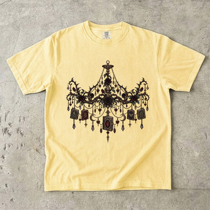 Gothic Book Lover Shirt, Dark Academia Reading Tee, Chandelier Book Shirt, Romantasy Reader Gift, Literary Rose T Shirt