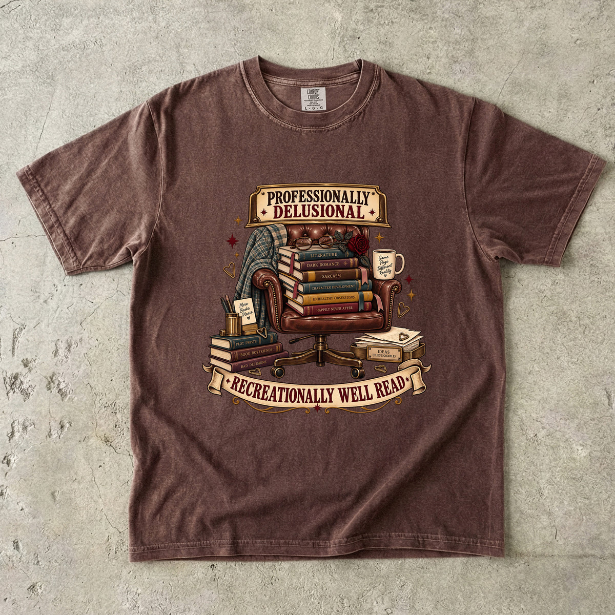 Funny Book Lover Shirt, Professionally Delusional Tee, Recreationally Well Read Shirt, Reader Gift, Book Club T Shirt