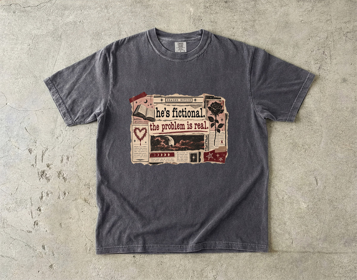 He’s Fictional Problem Is Real Shirt, Funny Romance Reader Tee, Book Lover Gift, Book Club T Shirt, Fictional Man Shirt