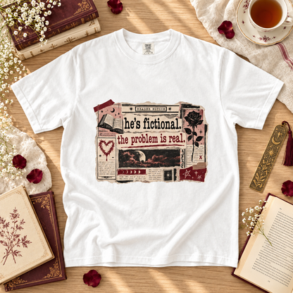 He’s Fictional Problem Is Real Shirt, Funny Romance Reader Tee, Book Lover Gift, Book Club T Shirt, Fictional Man Shirt