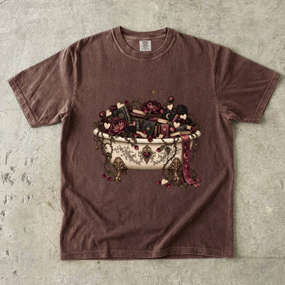 Romance Reader Shirt, Book Lover Comfort Colors Tee, Books and Roses T Shirt, Floral Bathtub Shirt, Book Club Gift