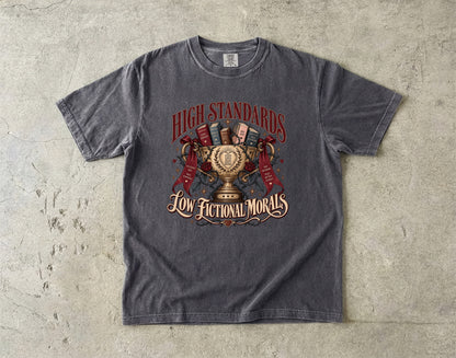 High Standards Low Fictional Morals Shirt, Funny Romance Reader Tee, Book Lover Gift, Morally Gray Book Club Shirt