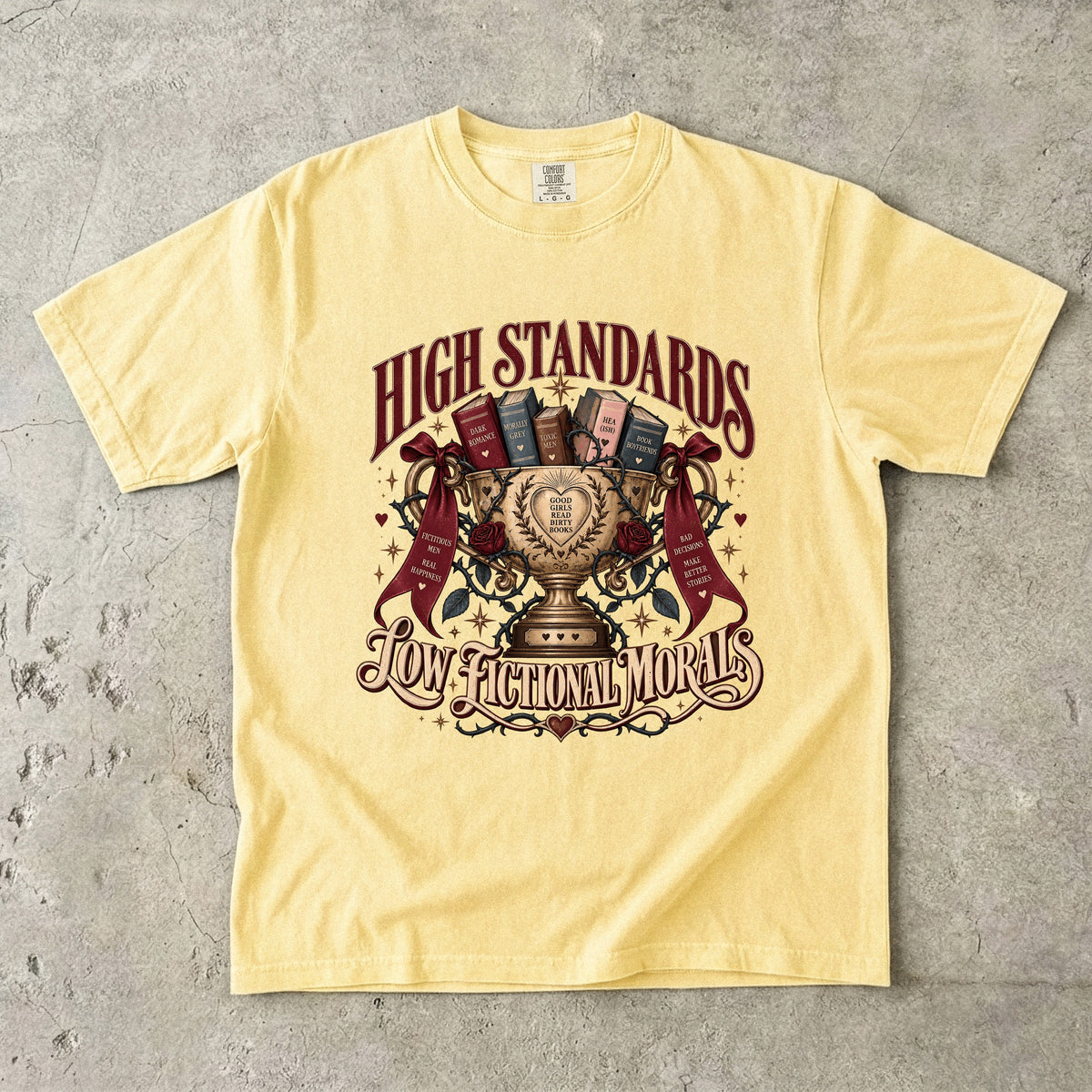 High Standards Low Fictional Morals Shirt, Funny Romance Reader Tee, Book Lover Gift, Morally Gray Book Club Shirt