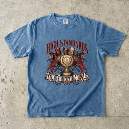High Standards Low Fictional Morals Shirt, Funny Romance Reader Tee, Book Lover Gift, Morally Gray Book Club Shirt