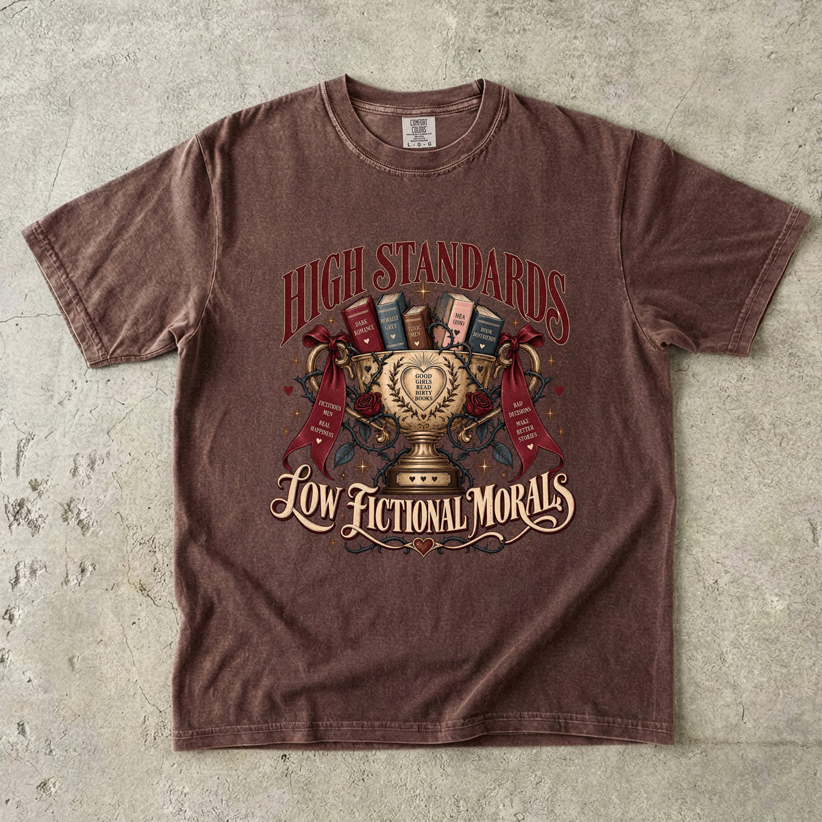 High Standards Low Fictional Morals Shirt, Funny Romance Reader Tee, Book Lover Gift, Morally Gray Book Club Shirt
