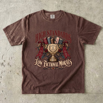 High Standards Low Fictional Morals Shirt, Funny Romance Reader Tee, Book Lover Gift, Morally Gray Book Club Shirt